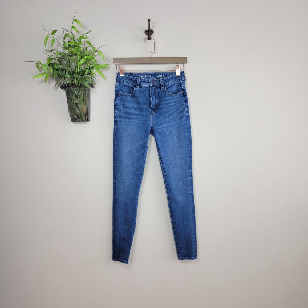 American Eagle Skinny Dream Jeans Super Hi Rise Jegging Medium Blue Wash AE 2